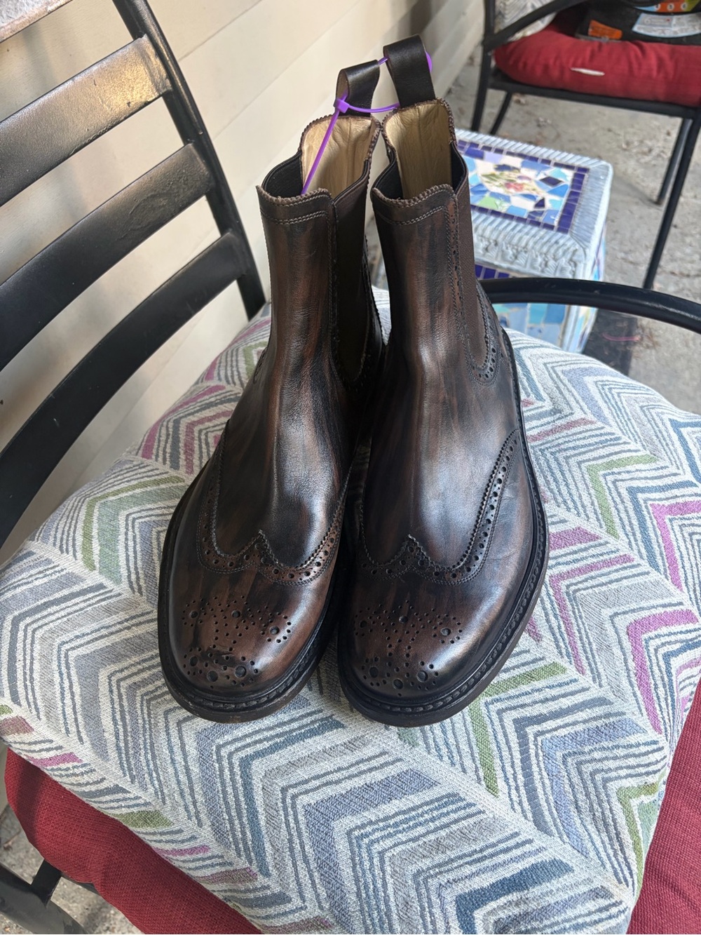 Men's Brown Leather Wingtip Chelsea Boots by Cole Haan made in Italy